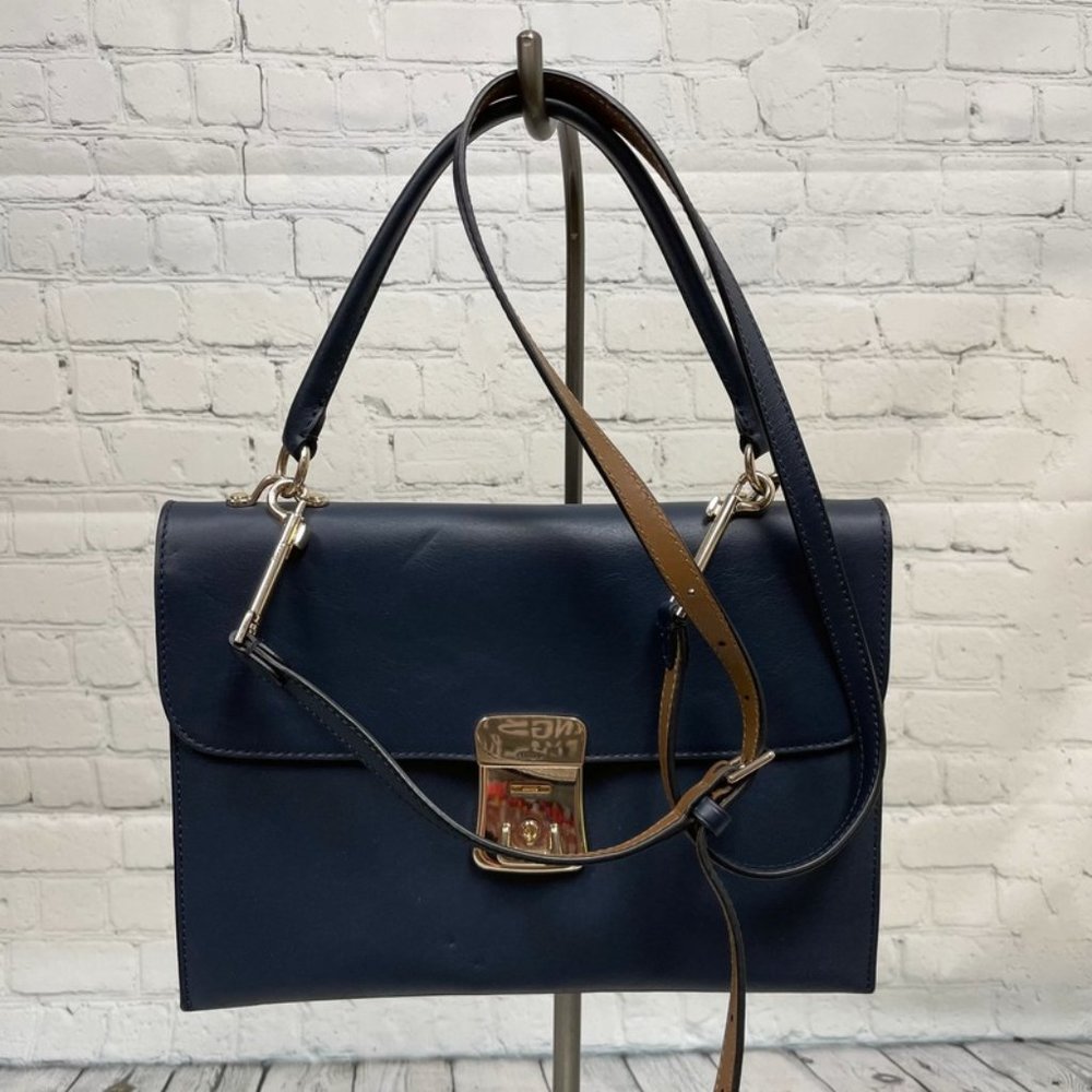 Theory Beekman Bag in Leather - Navy Blue